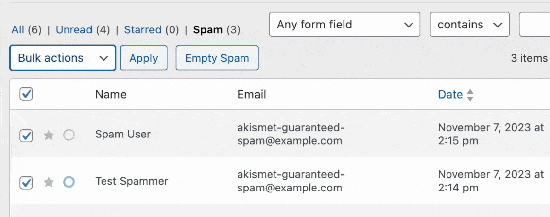 select-delete-from-bulk-actions - WPForms Select Delete from the dropdown