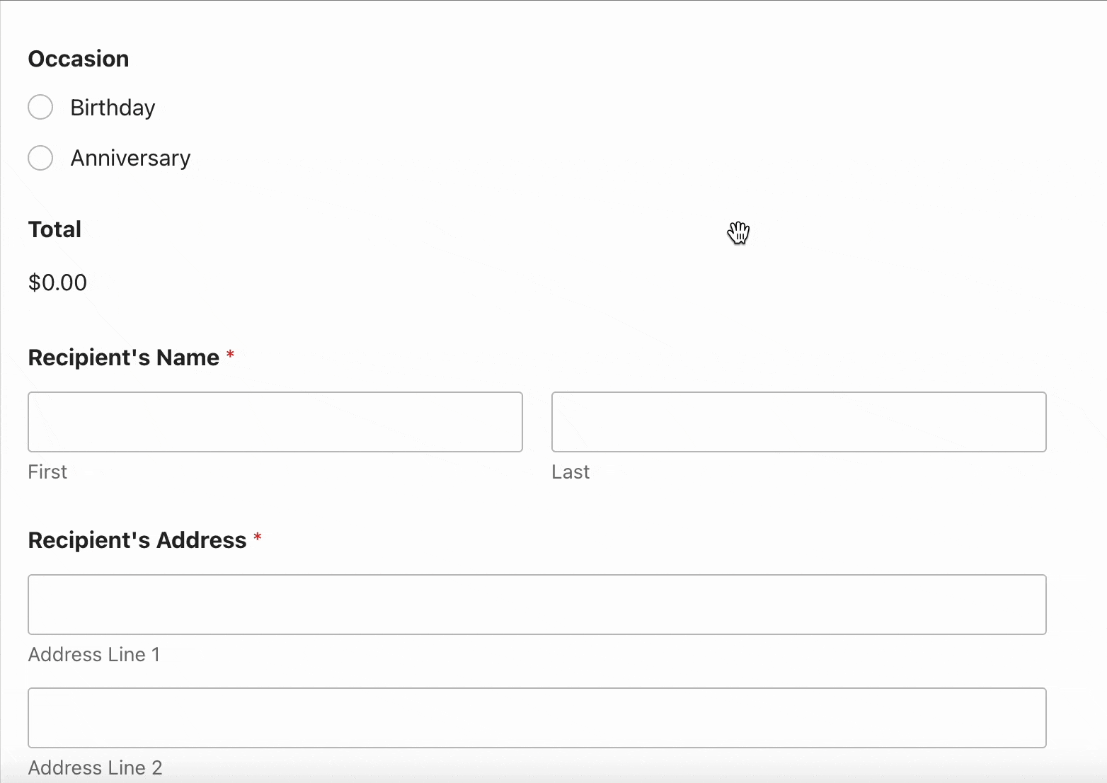 Demonstrating conditional logic on Layout fields in a form - WPForms Demo showing conditional logic on layout field