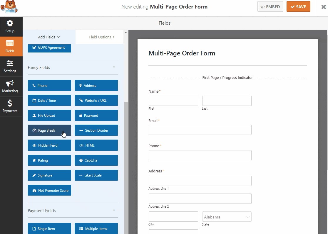 multipage order form in action - WPForms multipage order form in action