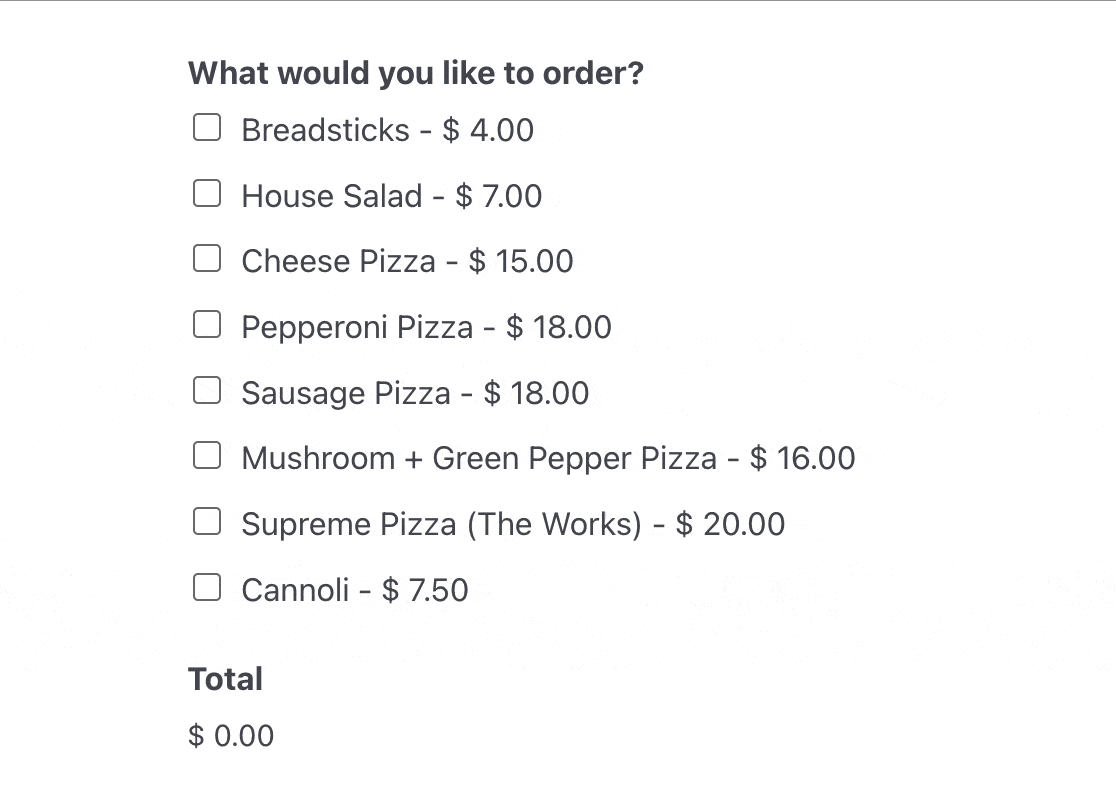 restaurant-order-form-total-field - WPForms The Total field in a restaurant order form