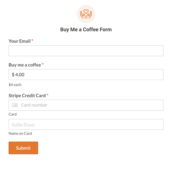 Buy Me a Coffee Form Template