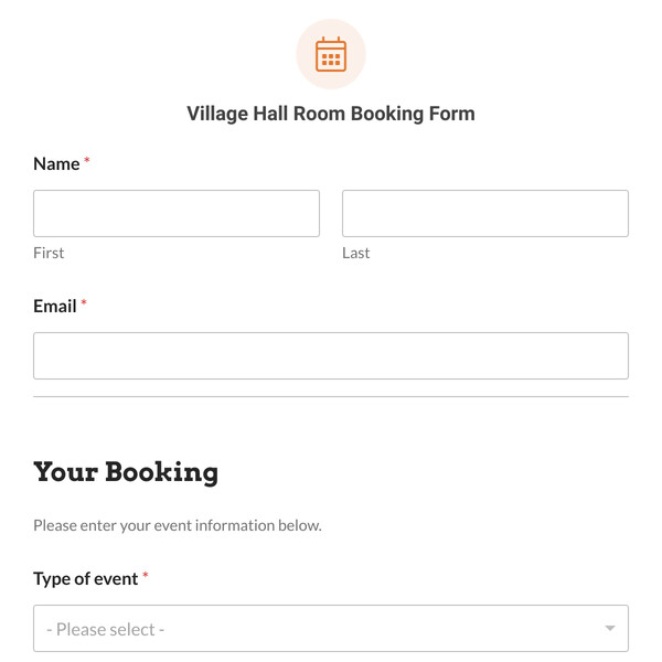 Village Hall Room Booking Form Template
