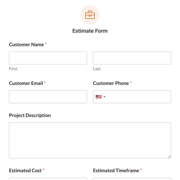 Estimate Form Template