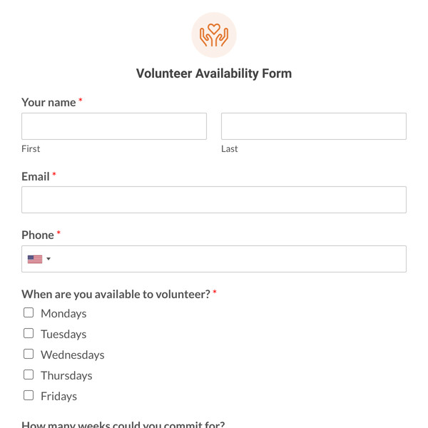 Volunteer Availability Form Template