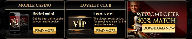 Grand Fortune casino games, promo and VIP program.