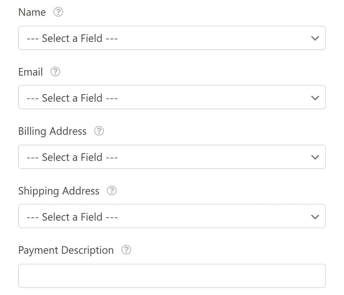 PayPal field settings