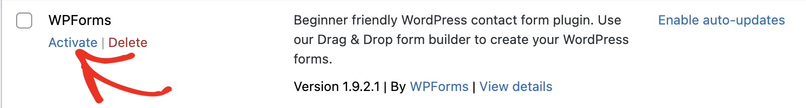 Activating WordPress Plugin Activate plugin