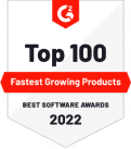 G2 2022 Top 100 Fastest Growing Products Badge G2 2022 top 100 fastest growing products badge