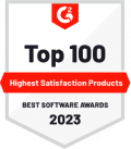 G2 2023 Top 100 Highest Satisfaction Badge G2 2023 top 100 highest satisfaction badge
