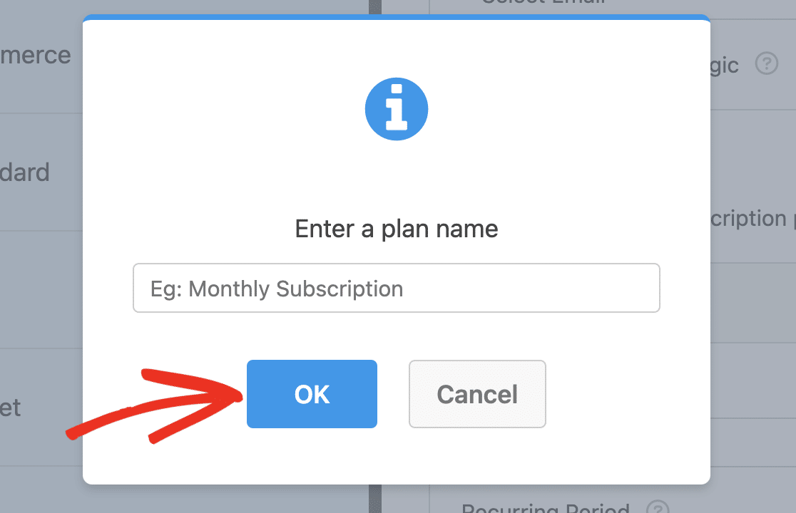 Enter Plan Name and Click OK Enter plan name