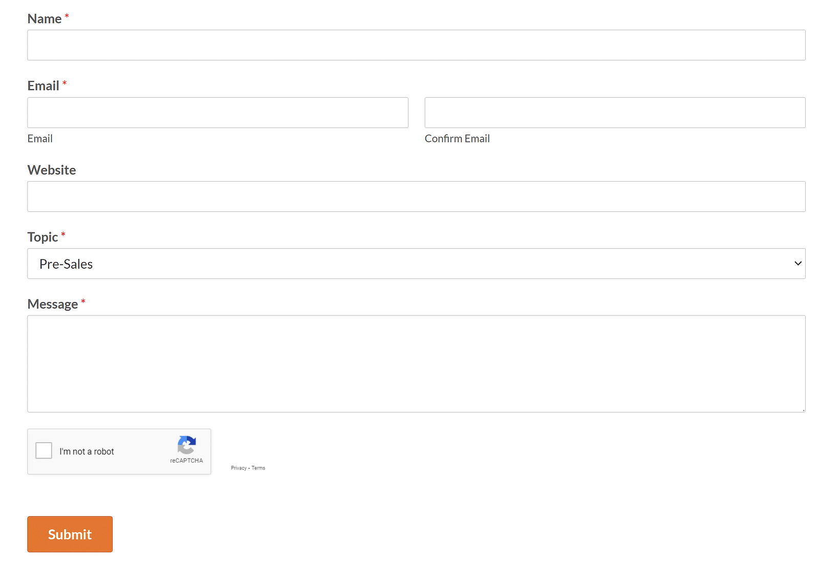 contact us form example wpforms