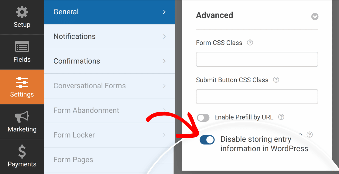 disable-storing-entry-information-in-wordpress - WPForms Disabling entry storage information in WordPress