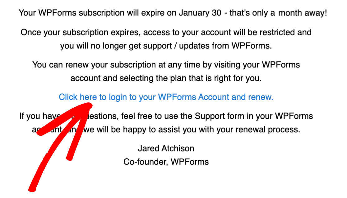 Early renewal notice - WPForms Early Renewal Notice