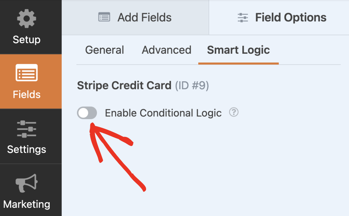 Enable Conditional Logic For Stripe Field Enable conditional logic for Stripe field