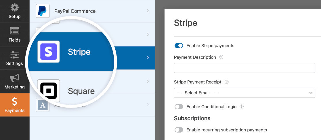 Enabling Stripe payments
