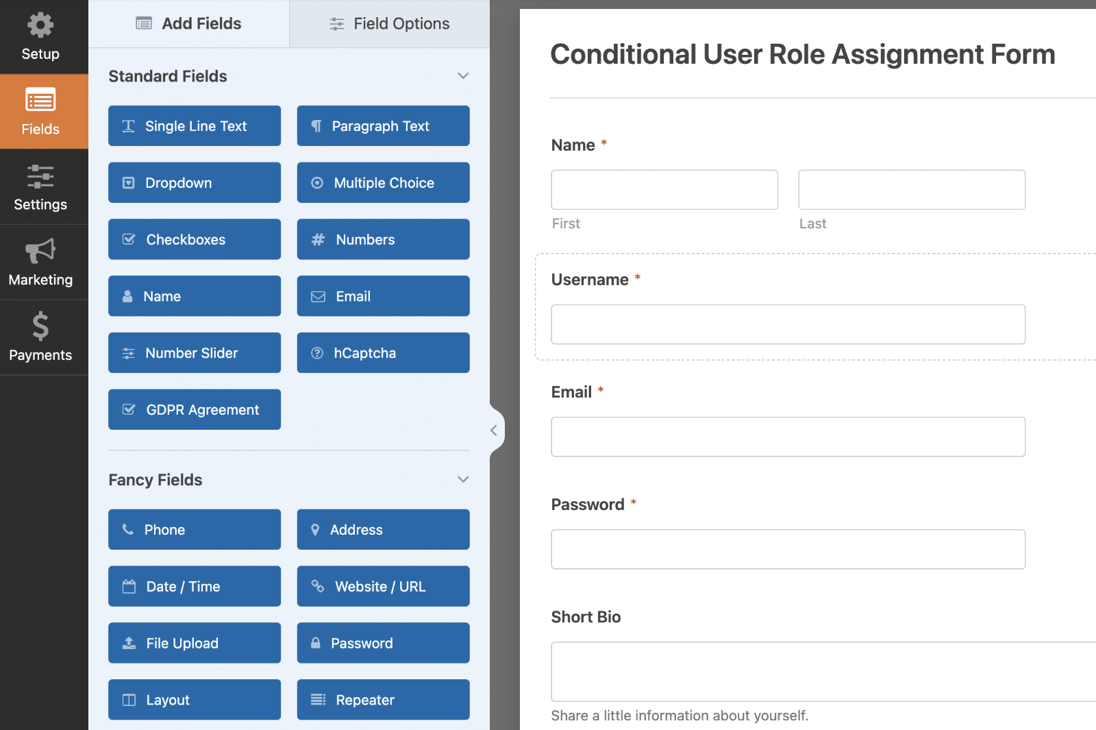 Registration form to assign user roles conditionally