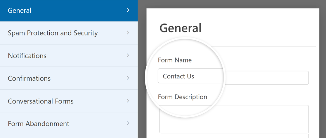 The General form settings
