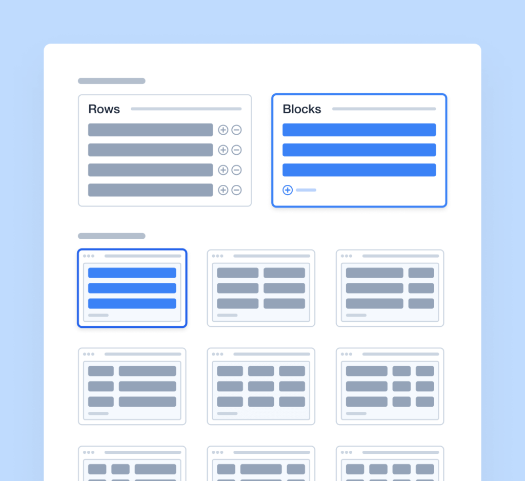 Illustration of Repeater Field Options with Rows and Blocks - WPForms Illustration of repeater field options with rows and blocks