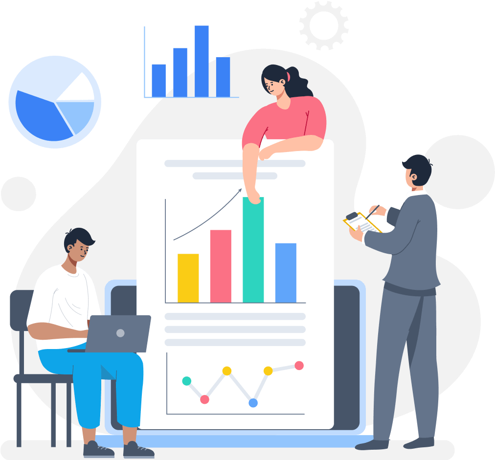 Team Analyzing CRM Data with Interactive Charts and Graphs - WPForms Team analyzing CRM data with interactive charts and graphs