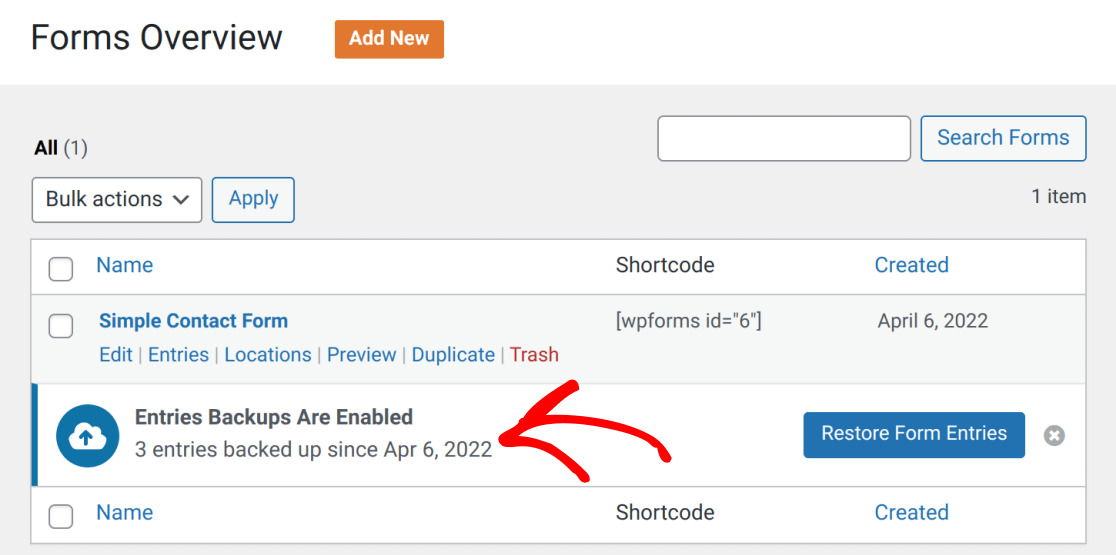 lite-connect-entries-backed-up-in-all-forms - WPForms Total entries backed up in all forms page