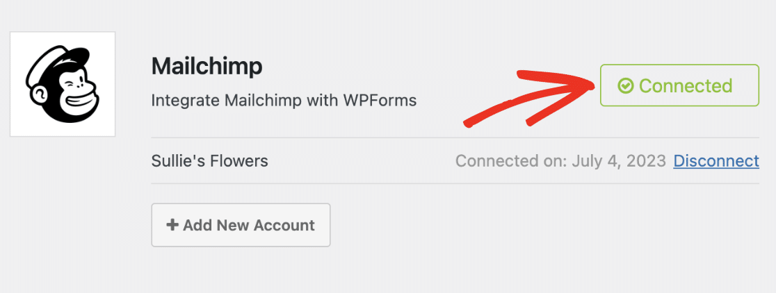 mailchimp-connection-status - WPForms A successful Mailchimp connection in WPForms