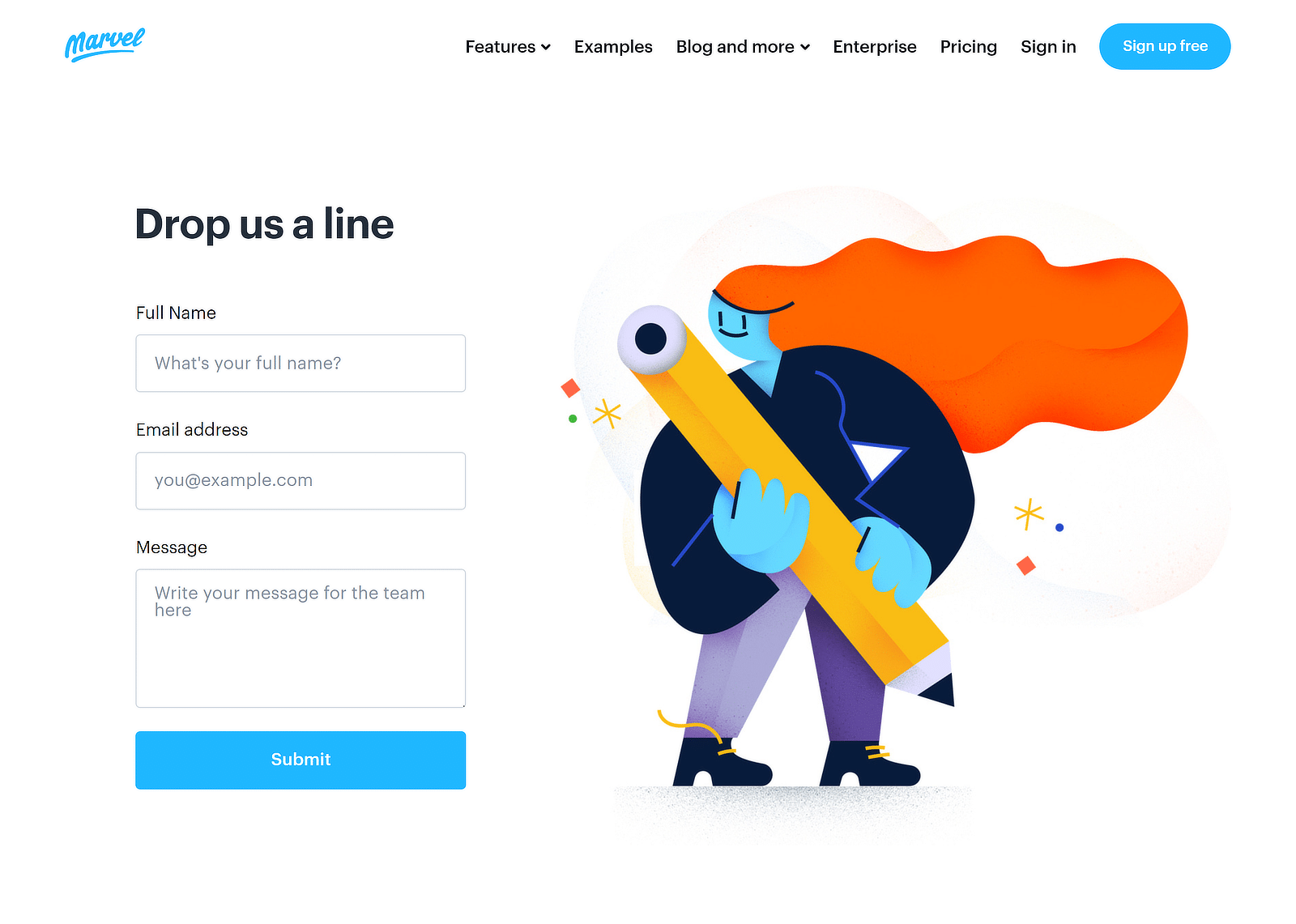 marvel contact us form