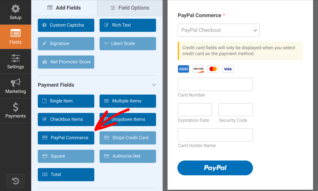 paypal-commerce-field - WPForms Add the PayPal Commerce field