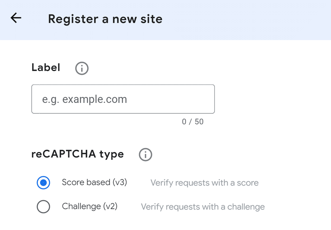 Register-a-new-site-with-Google-reCAPTCHA - WPForms Register a new site with Google reCAPTCHA