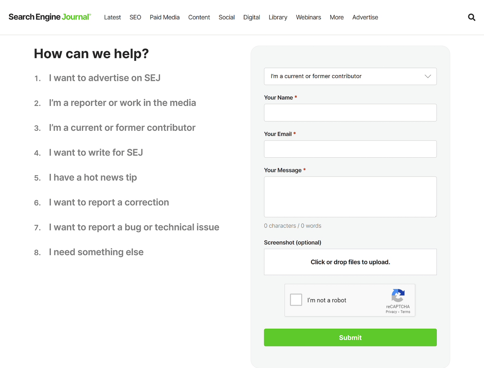 SEJ contact form