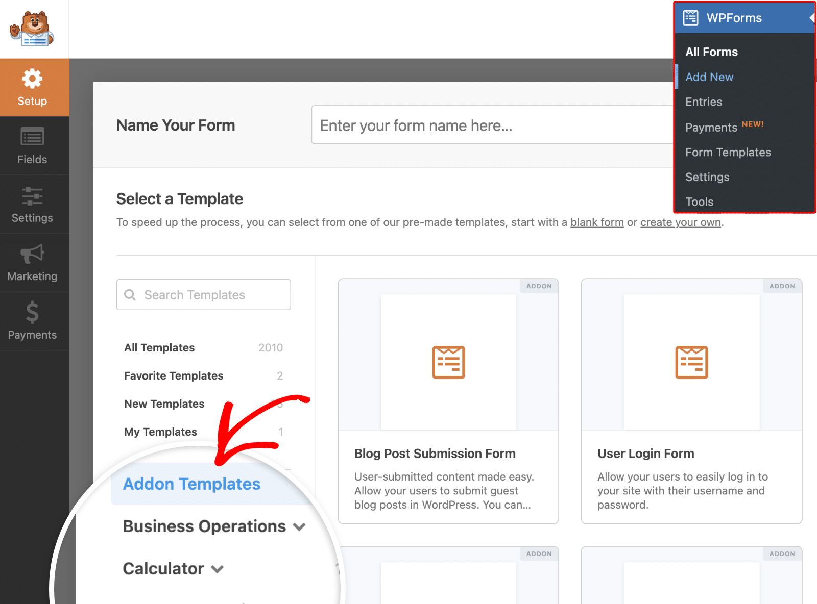 Accessing Addon Template Accessing addon templates