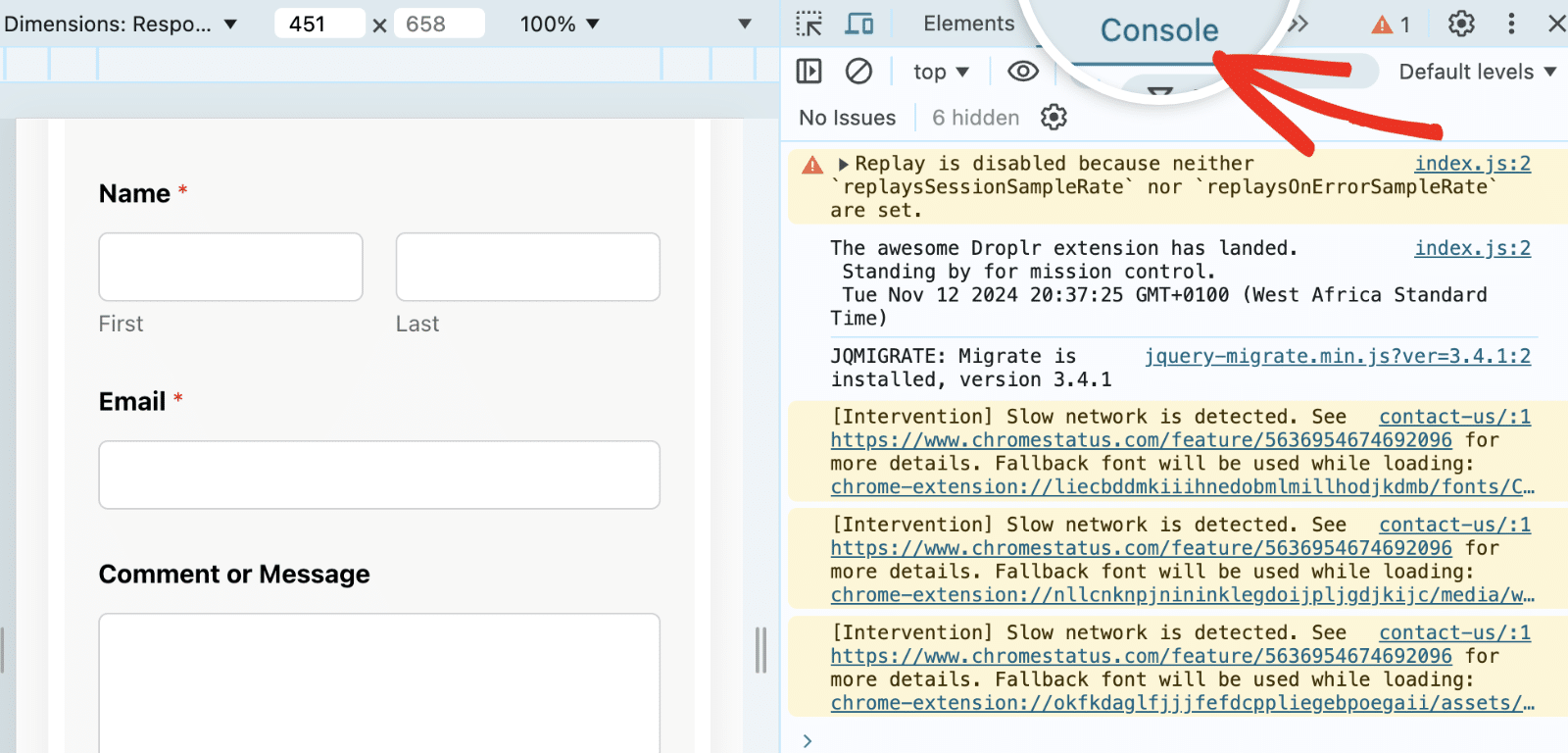 Select Console to View and Troubleshoot JavaScript Issue Select Console to view and troubleshoot JavaScript issue