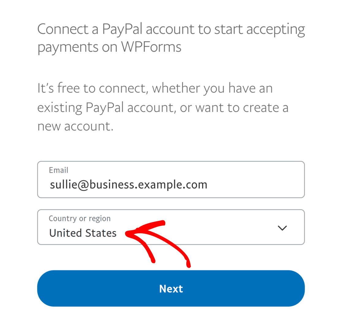 PayPal-Country-Select - WPForms Select your country or region