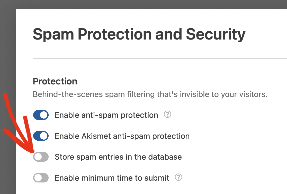 Store Spam Entries in the Database disable store spam entries in the database