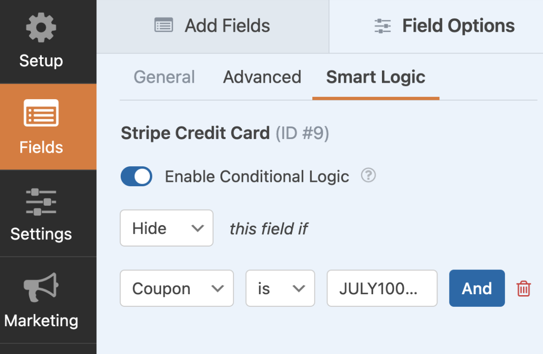 Stripe Field Conditional Logic Rule Stripe field conditional logic rule