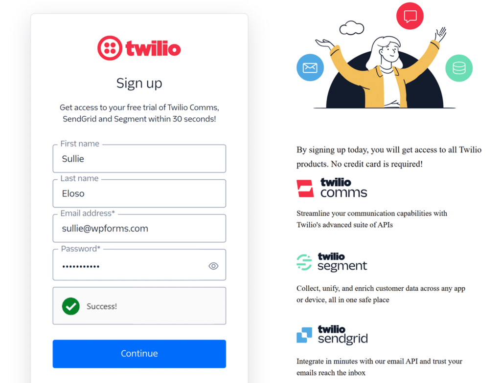 twilio-signup - WPForms Twilio signup page
