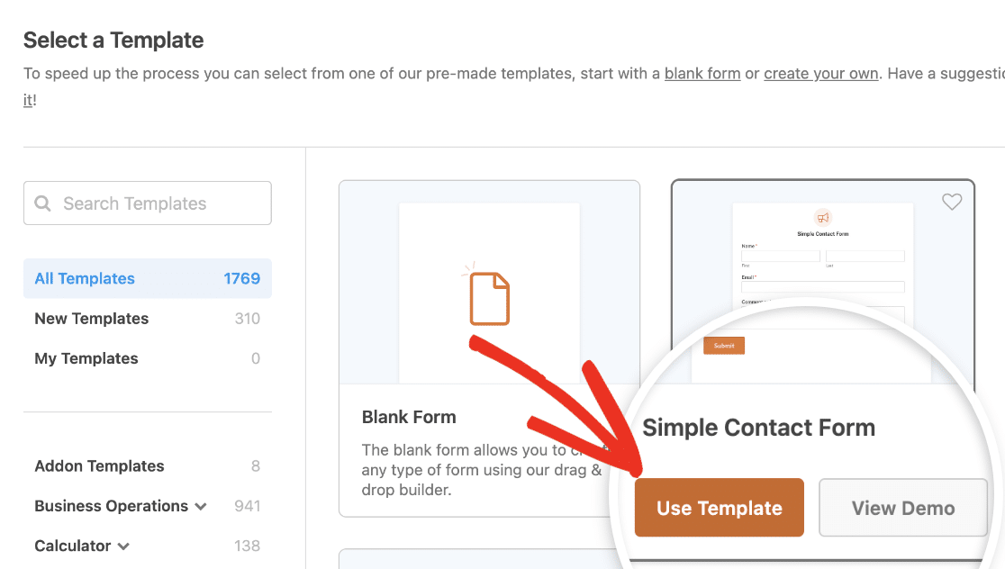 choose-form-template - WPForms Choosing a form template
