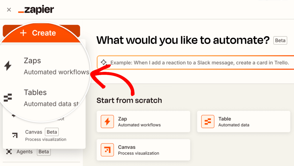 zapier-create-zaps-1 - WPForms Creating a new Zap in Zapier